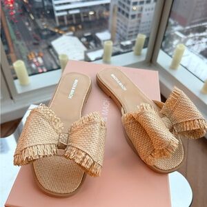 MACH & MACH Beige Fringe Sandals